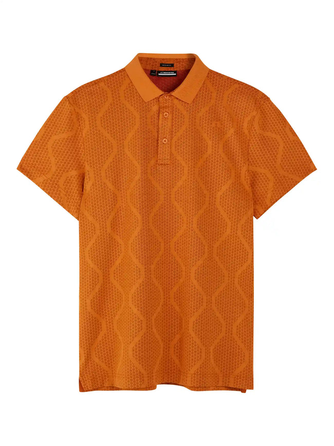 J.Lindeberg Herren Mat Jacquard Regular Fit Polo Farbe: Russet Orange