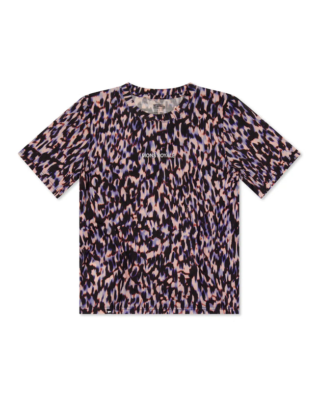 Mons Royale Damen Icon Merino T-Shirt Farbe: Rock Leopard