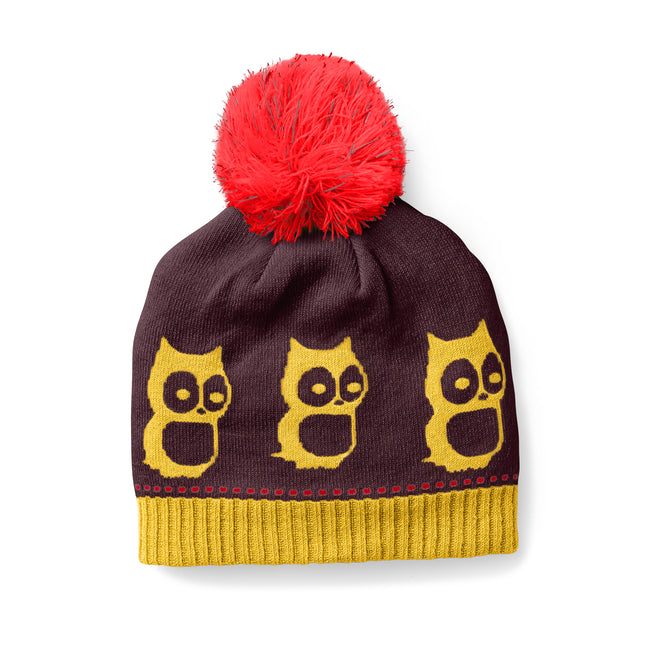 namuk Kinder Logo Beanie Farbe: Mulberry / Corporate Yellow