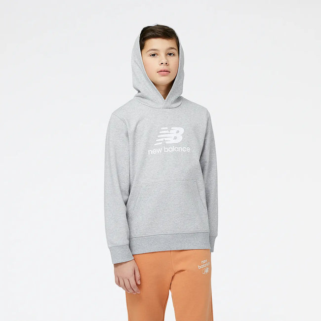 New Balance Kinder Essentials Stacked Logo Hoodie Farbe: Athletic Grey