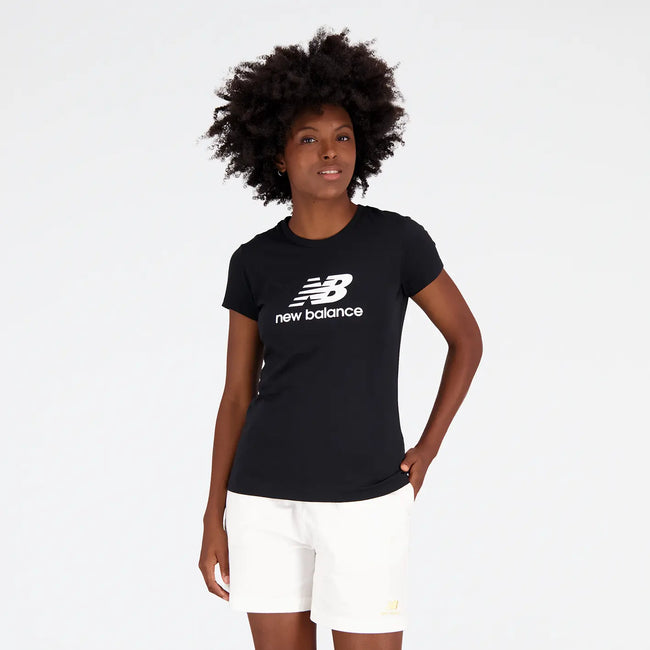 New Balance Damen Essentials Stacked Logo T-Shirt Farbe: Black